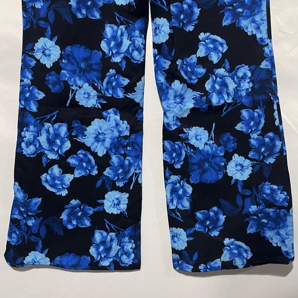 New Area Stars Floral Print Work Pants Trousers Hannah Black Blue Size XL - Picture 10 of 16